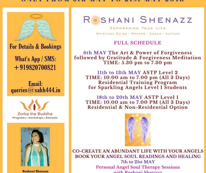 Roshani Shenazz in Delhi – May 2018 Schedule